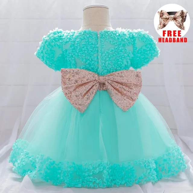 Fancy Sequin Bow Dresses for Flower Girl and Delicate Embroidered Style-Vestidos de Fiesta para Niñas