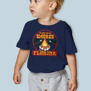 Florida Here For The S'mores T-Shirt, Unisex Toddler 2T-5/6, Smores Campfire Fun, Maine Tshirt, Camping Themed, Toasted Marshmallows