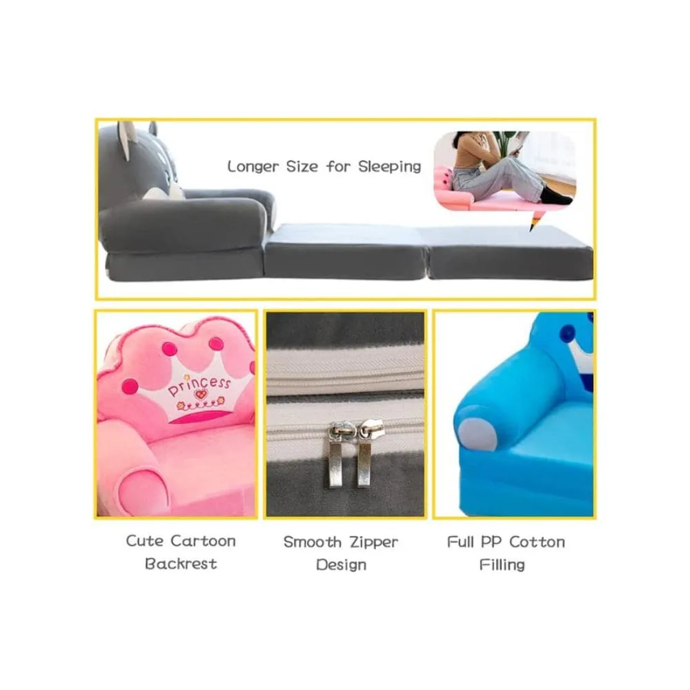 Foldable Toddler Chair Lounger for Girls, Removable and Washable Lazy Sleeping Sofa chair for Kids, Yellow Cat