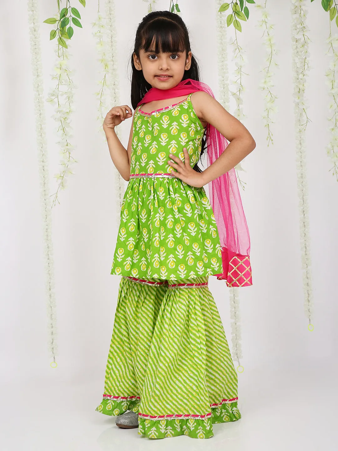 Girl's Pari Peplum Sharara set With Dupatta - KID1 Girls