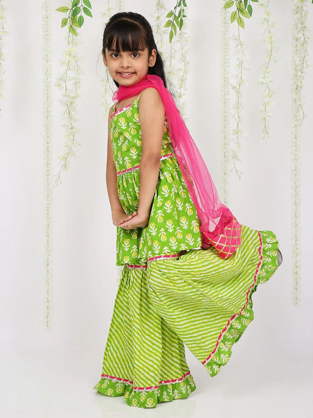 Girl's Pari Peplum Sharara set With Dupatta - KID1 Girls