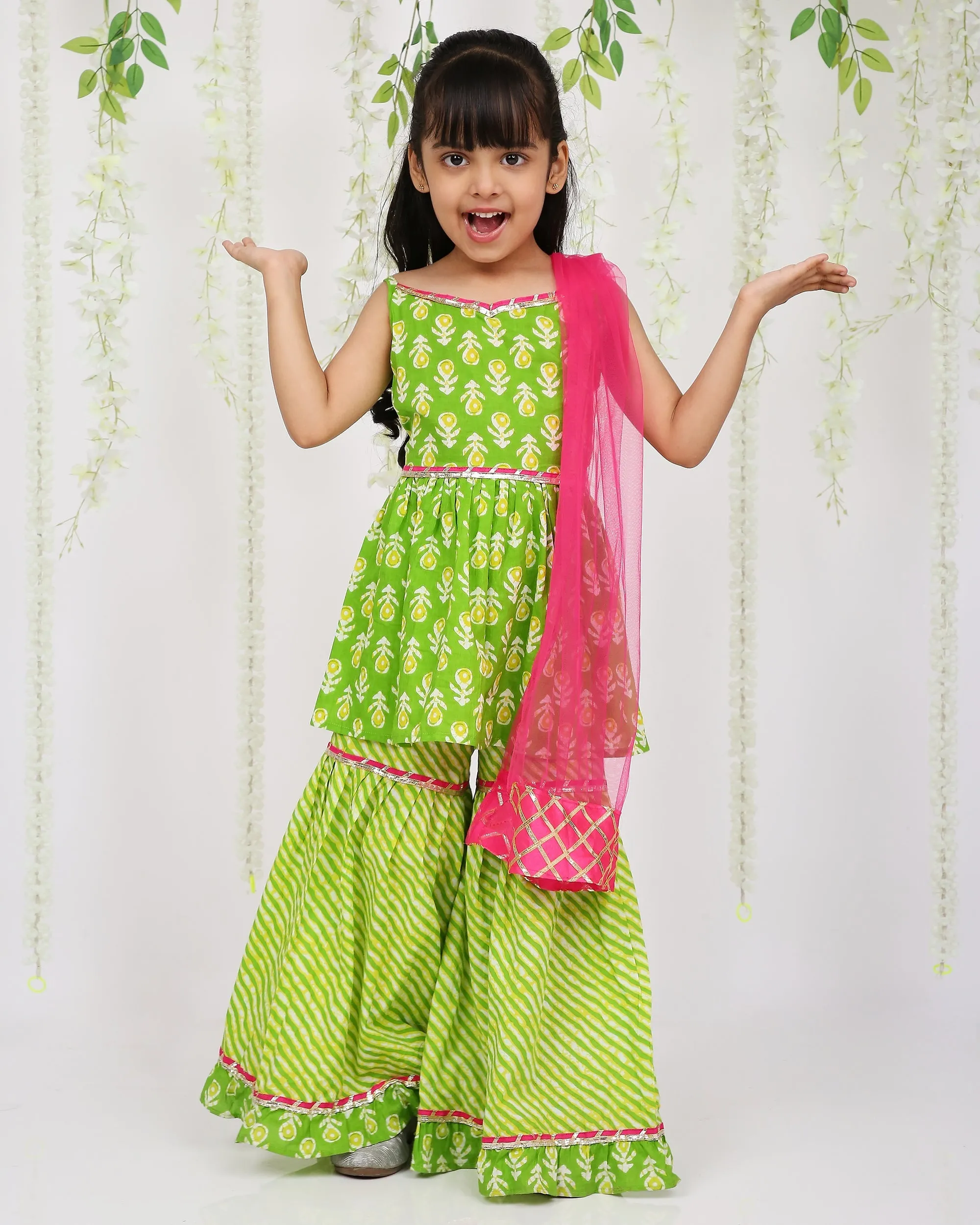 Girl's Pari Peplum Sharara set With Dupatta - KID1 Girls