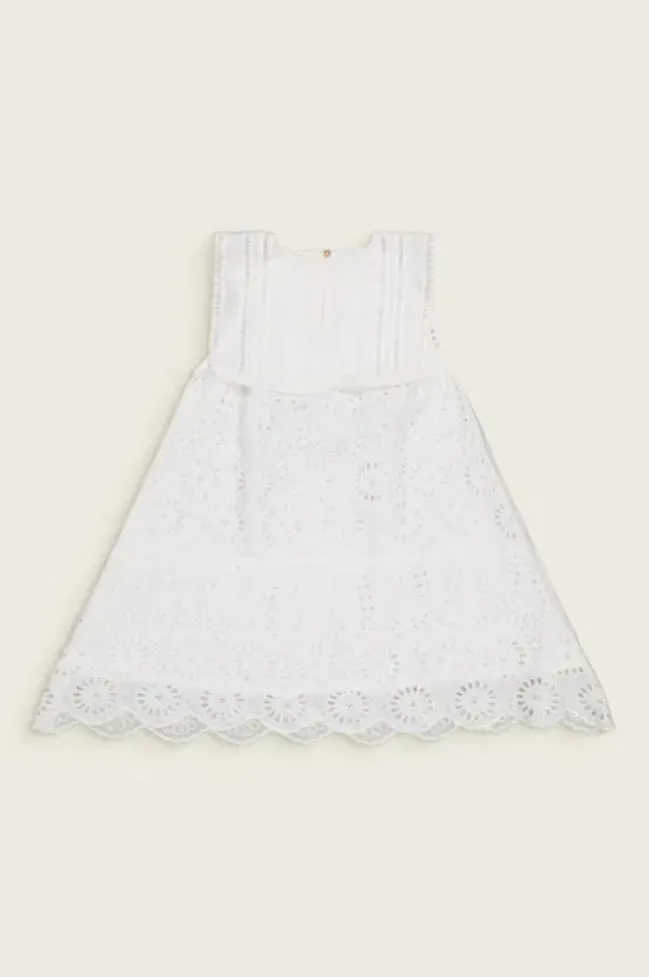 Girls White Eyelet Cotton Dress