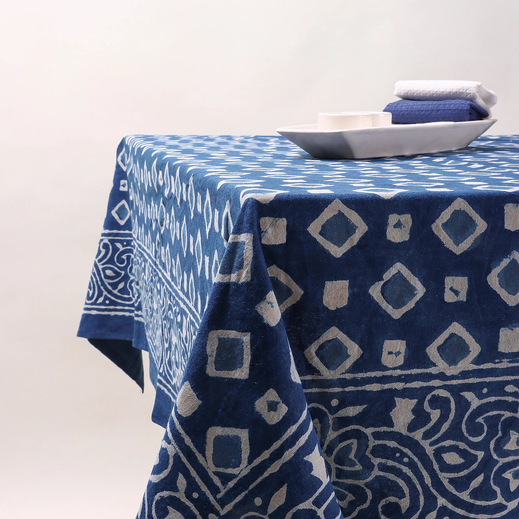 Hand Block Blue Printed Cotton Table Clothes