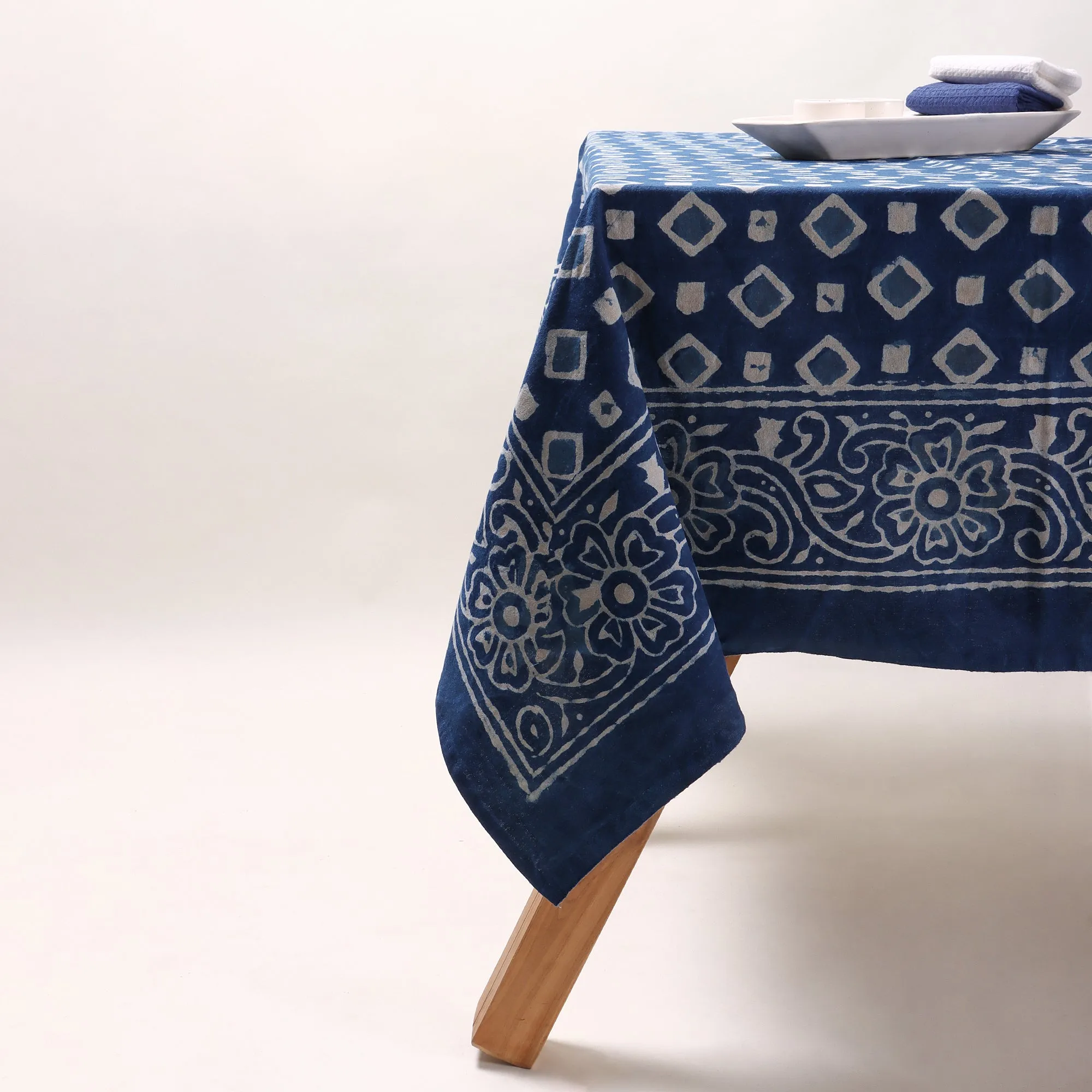 Hand Block Blue Printed Cotton Table Clothes