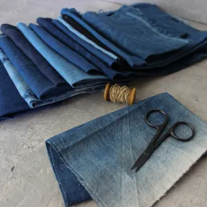 Hand Dyed Indigo Fabric Remnants