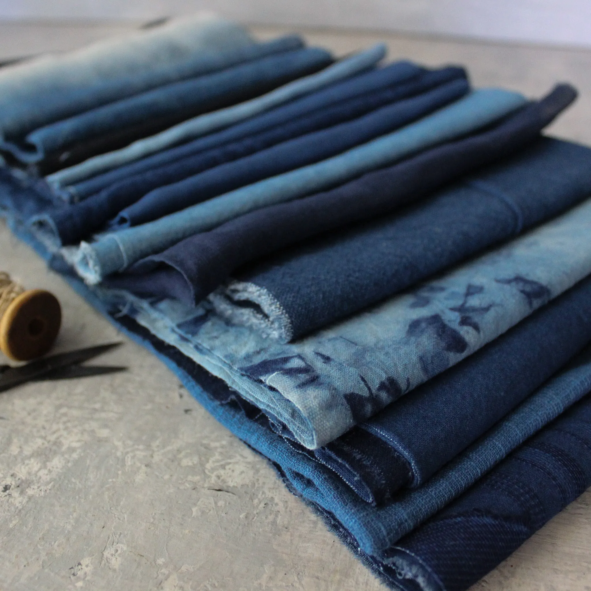 Hand Dyed Indigo Fabric Remnants