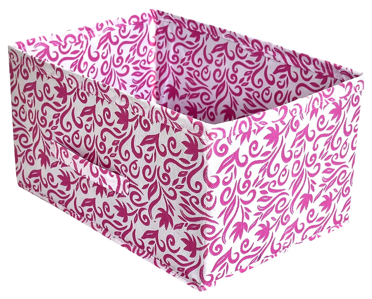 Heart Home Floral Printed Multipurposes Rectangular Flodable Storage Box, Drawer Storage and Cloth Organizer- Pack of 6 (Pink)-HS43HEARTH26309