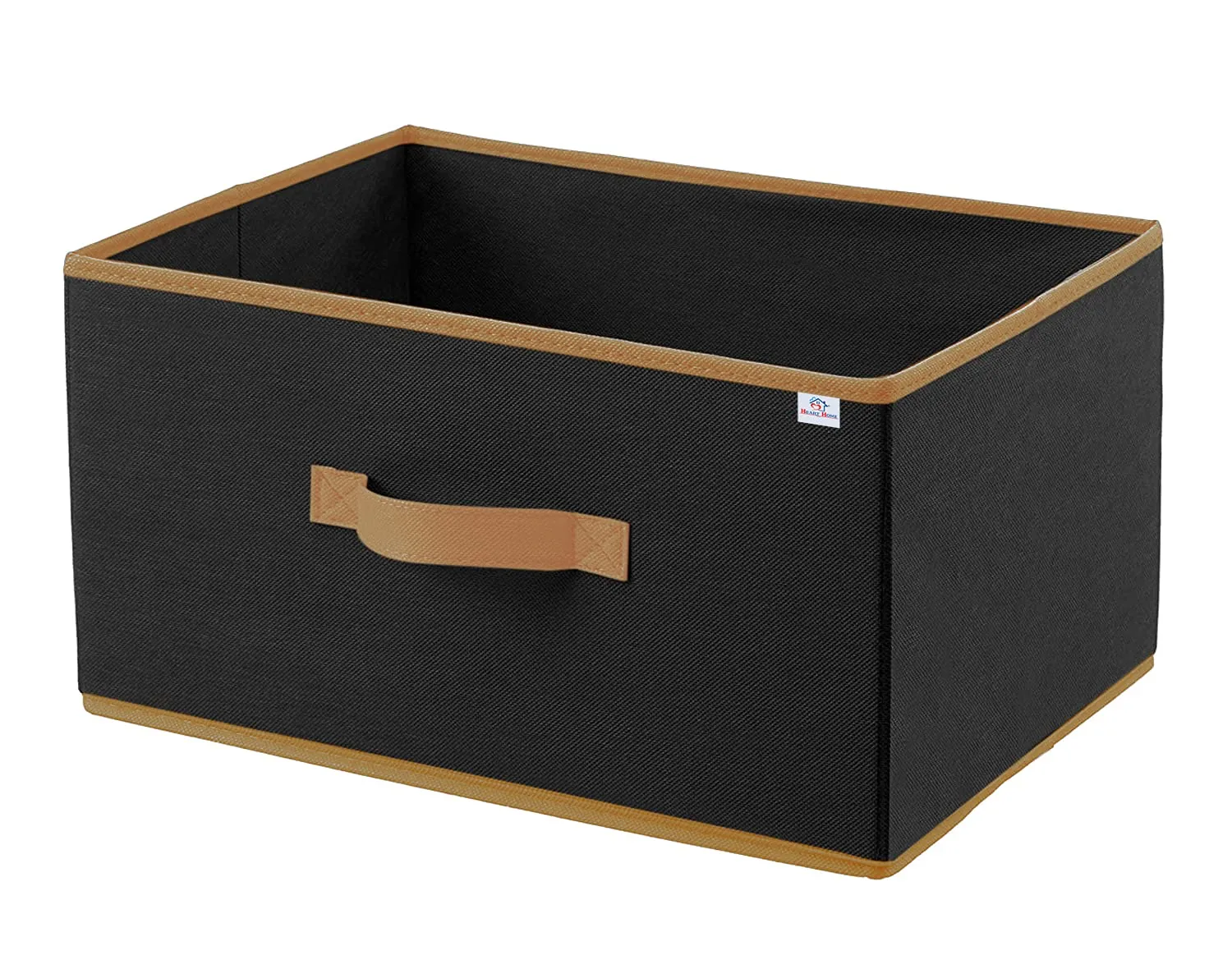 Heart Home Non-Woven Rectangular Flodable Cloth Storage Box (Black)-HS40HEARTH23911