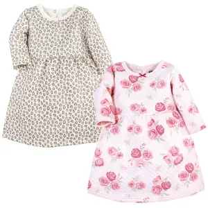 Hudson Baby Cotton Dresses, Blush Rose Leopard