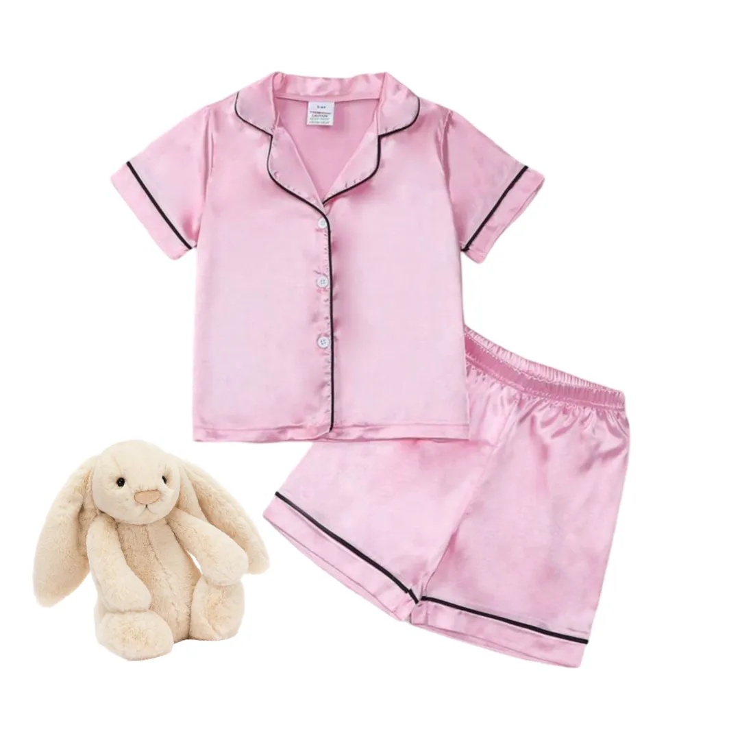 Kiddies Personalized Satin PJ Set - Light Pink