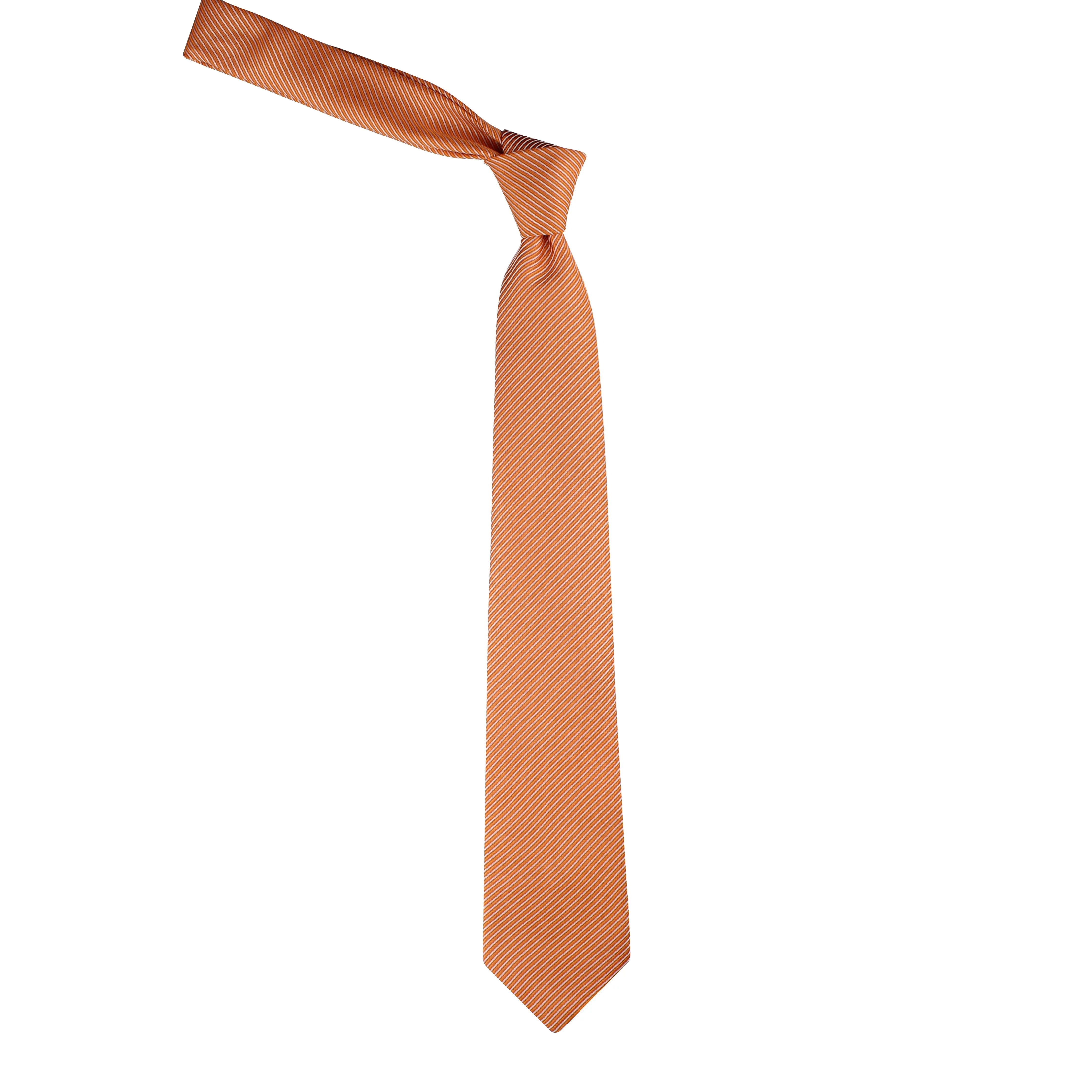 Kovove Orange Striped Necktie and Pocket Square Gift Box