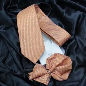 Kovove Orange Striped Necktie and Pocket Square Gift Box