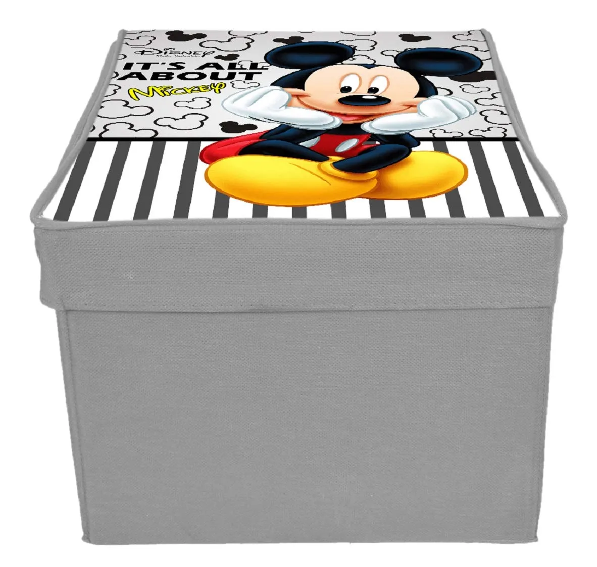 Kuber Industries Disney Kids Team Mickey Print Non Woven 2 Pieces Fabric Foldable Saree,Shirt Cover Storage Organizer Box with With Lid, Extra Large (Grey & Royal Blue)-KUBMART16334