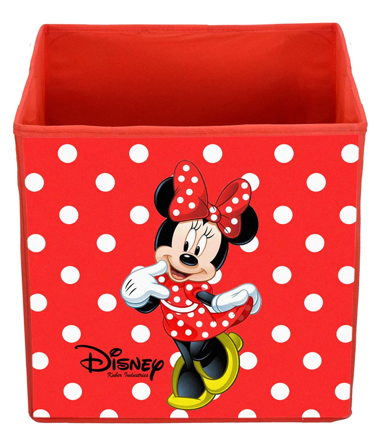 Kuber Industries Disney Minnie Print Flodable Storage Box|Drawer Storage and Cloth Organizer|Storage Box for Toys|Storage Box Gor Clothes|Shoes Storage Box with Handle (Red), Non-Woven