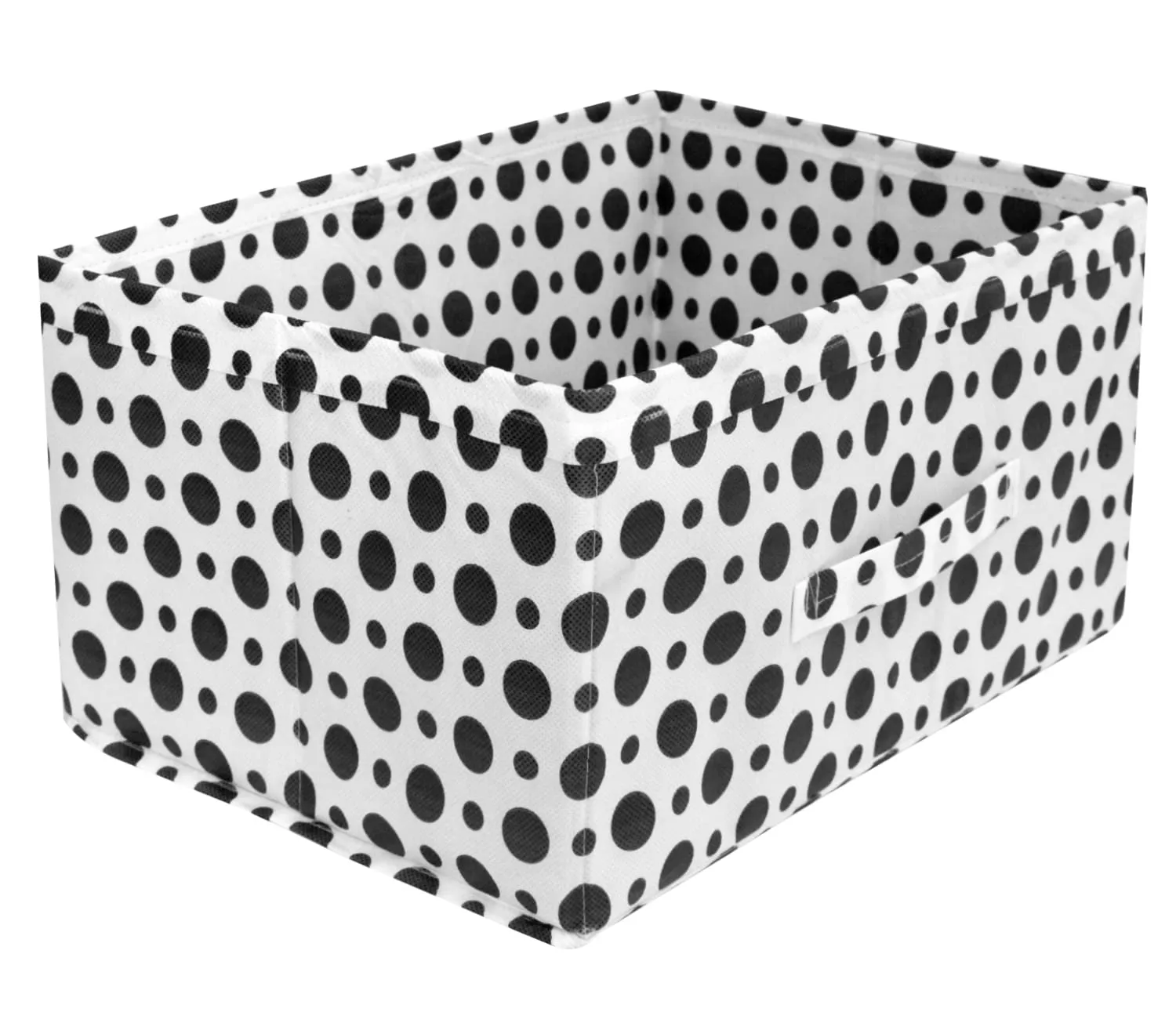 Kuber Industries Dot Printed Printed Multipurposes Rectangular Flodable Storage Box, Drawer Storage and Cloth Organizer- Pack of 2 (Black & White)-HS43KUBMART26343