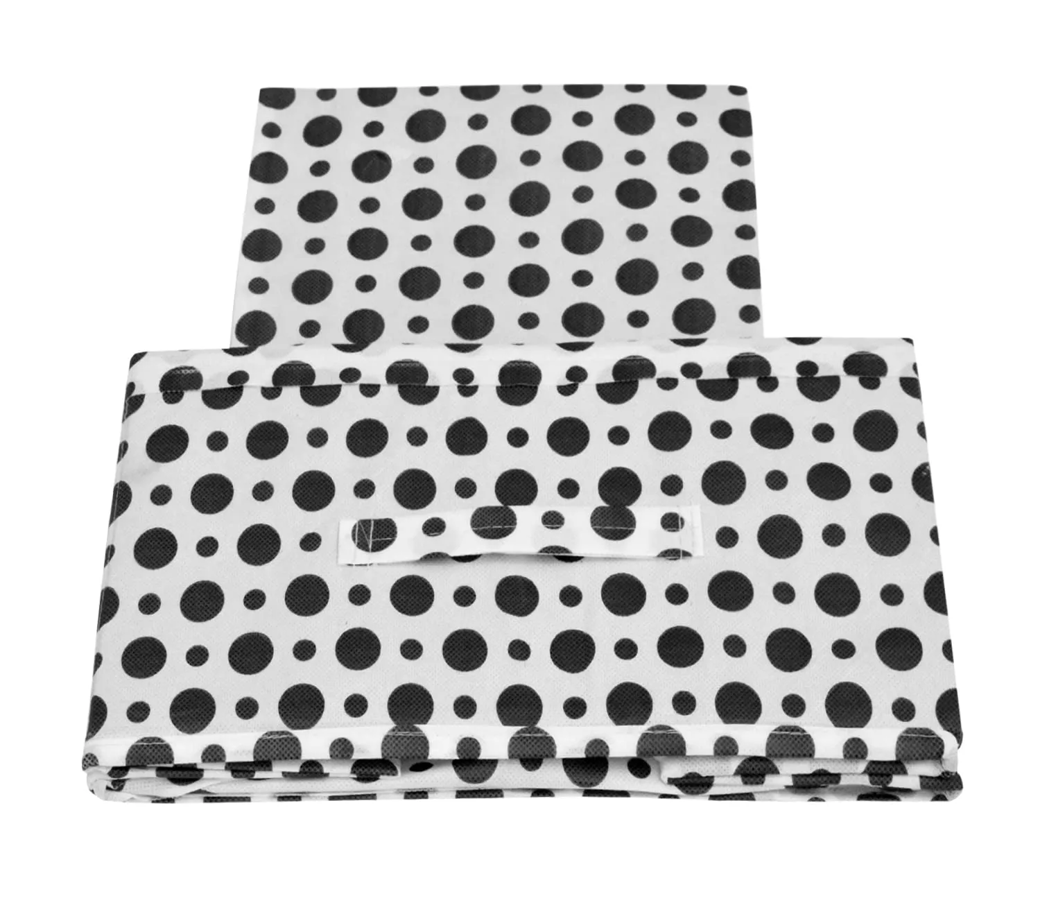 Kuber Industries Dot Printed Printed Multipurposes Rectangular Flodable Storage Box, Drawer Storage and Cloth Organizer- Pack of 2 (Black & White)-HS43KUBMART26343