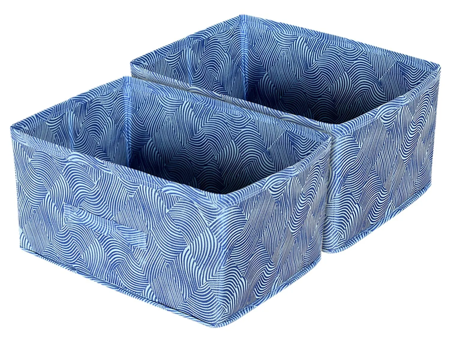 Kuber Industries Lahariya Printed Multipurposes Rectangular Flodable Storage Box, Drawer Storage and Cloth Organizer- Pack of 2 (Blue)-HS43KUBMART26313