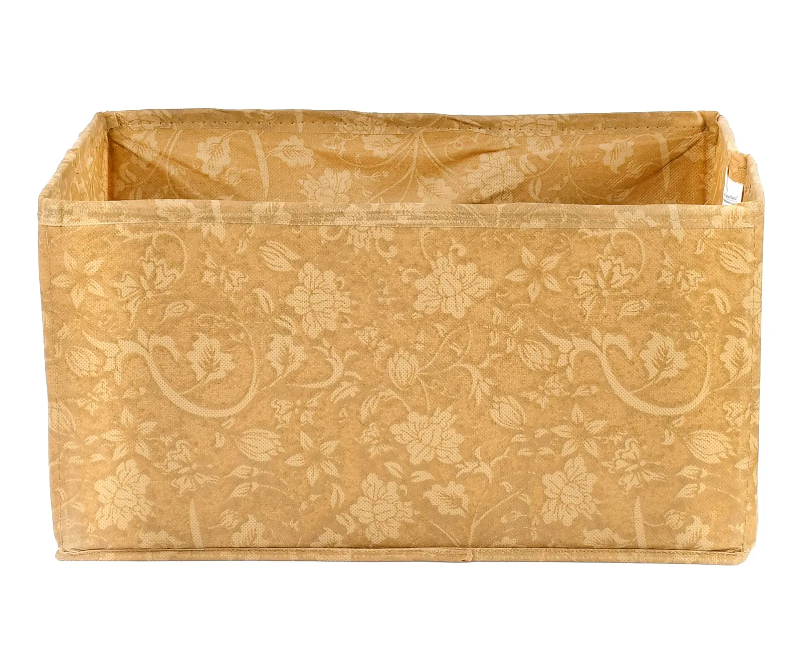 Kuber Industries Metallic Flower Printed Multipurposes Rectangular Flodable Storage Box, Drawer Storage and Cloth Organizer (Brown)-HS43KUBMART26321