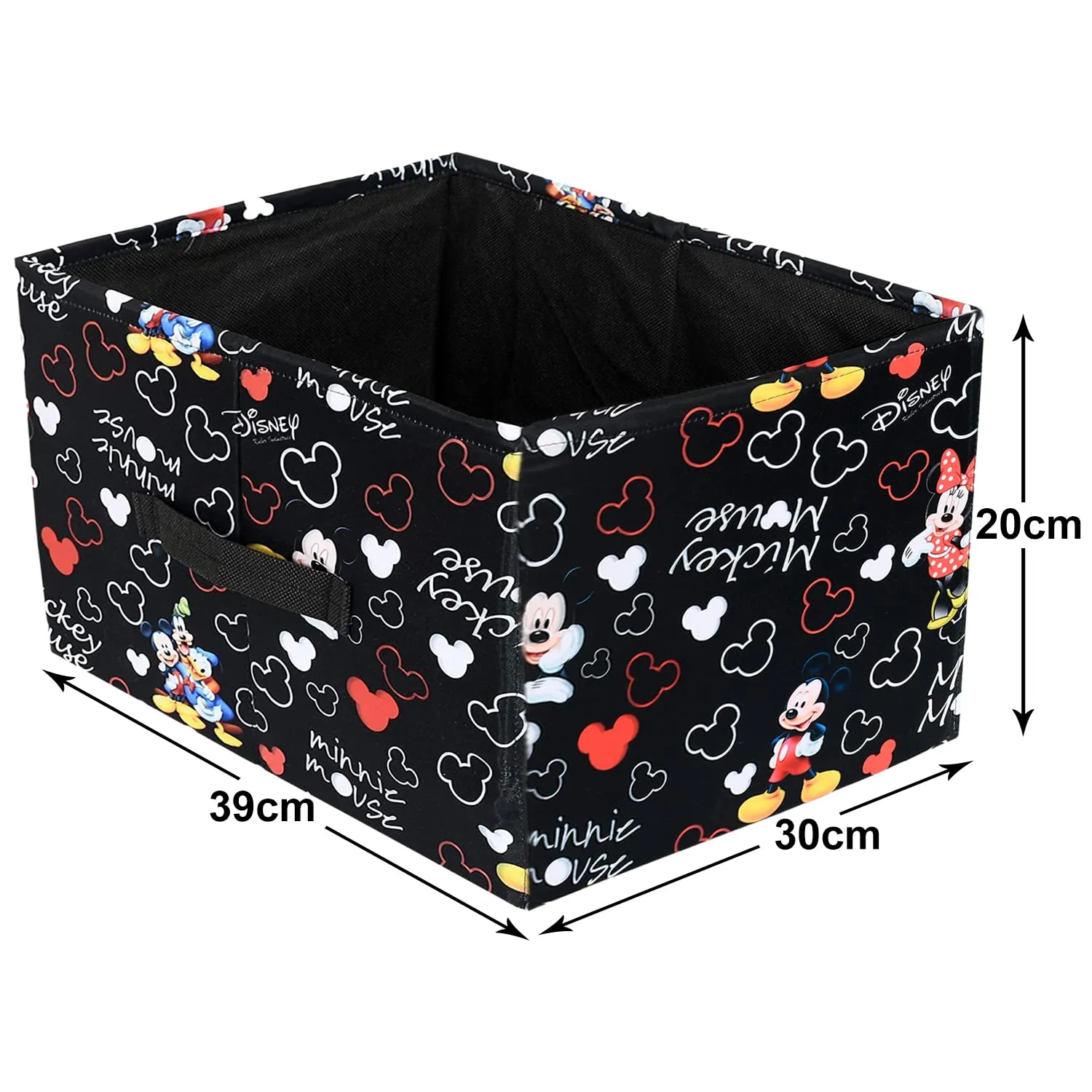 Kuber Industries Non-Woven Mickey Mouse Print Flodable Drawer Storage/Storage Box For Home Decor (Black) 54KM4220