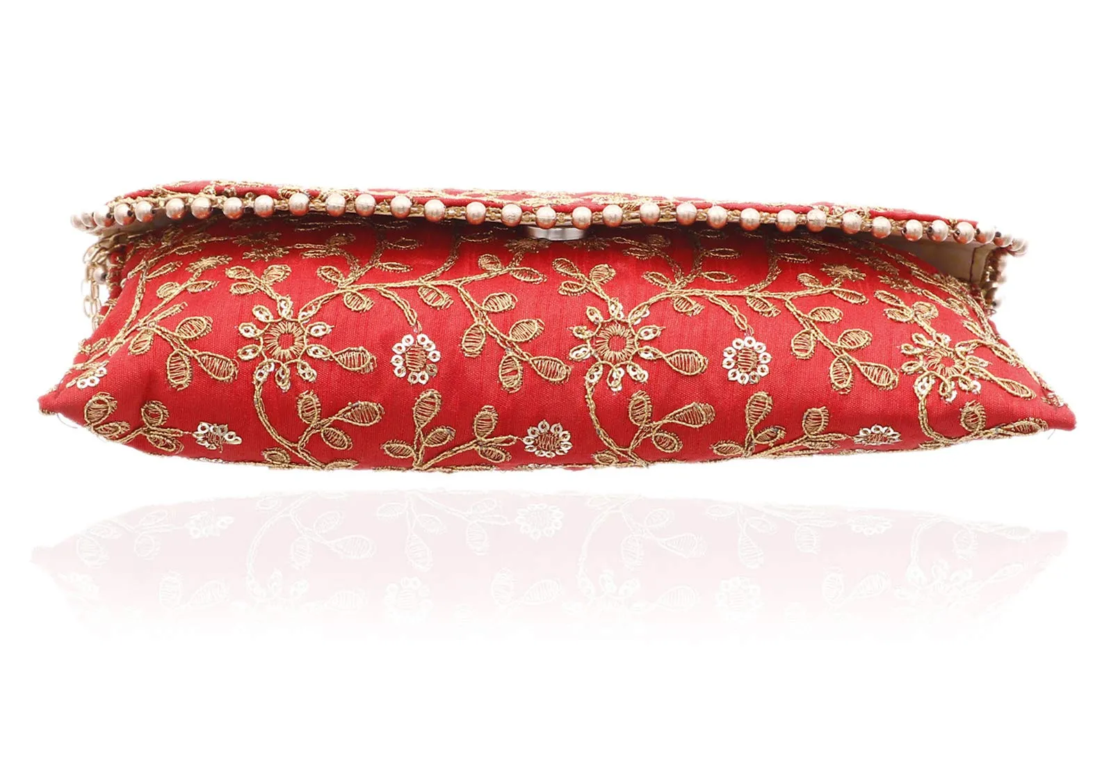 Kuber Industries Women's Handcrafted Embroidered Clutch Bag Purse Handbag (Red) - CTKTC034512