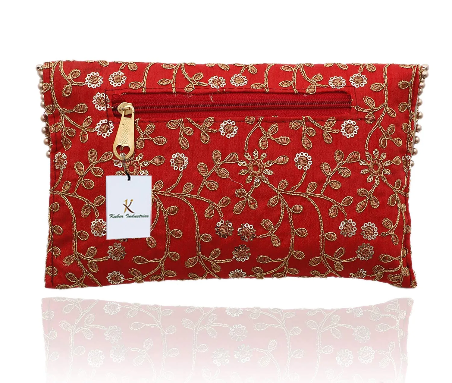 Kuber Industries Women's Handcrafted Embroidered Clutch Bag Purse Handbag (Red) - CTKTC034512