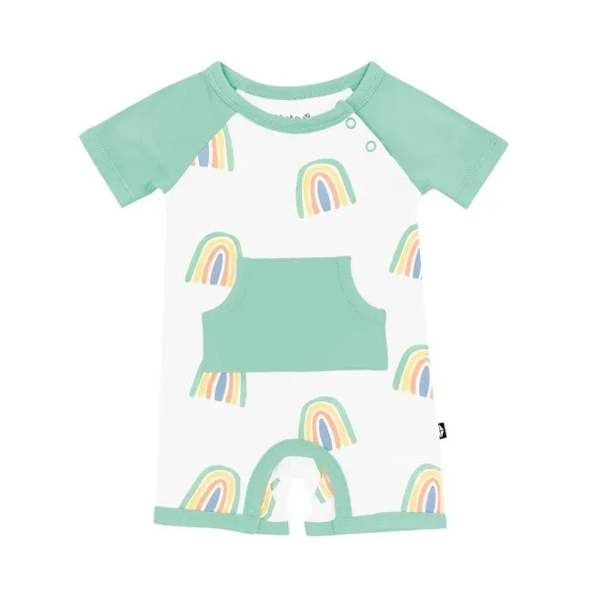 Kyte Baby Printed Shortall in Wasabi Rainbow