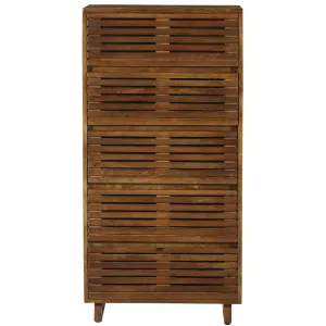 Leo Solid Wood Modern 5 Drawer Chest Tallboy