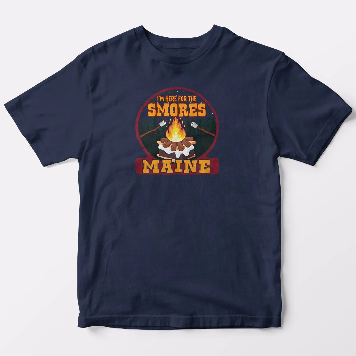 Maine Here For The S'mores T-Shirt, Unisex Toddler 2T-5/6, Smores Campfire Fun, Maine Tshirt, Camping Themed, Toasted Marshmallows