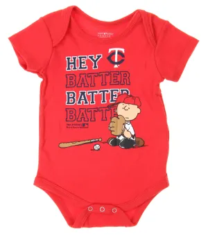 MLB Infants Minnesota Twins Peanuts Love Baseball Creeper, Red