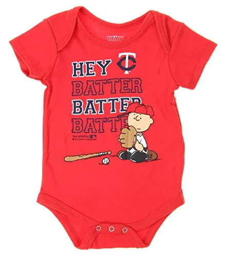 MLB Infants Minnesota Twins Peanuts Love Baseball Creeper, Red