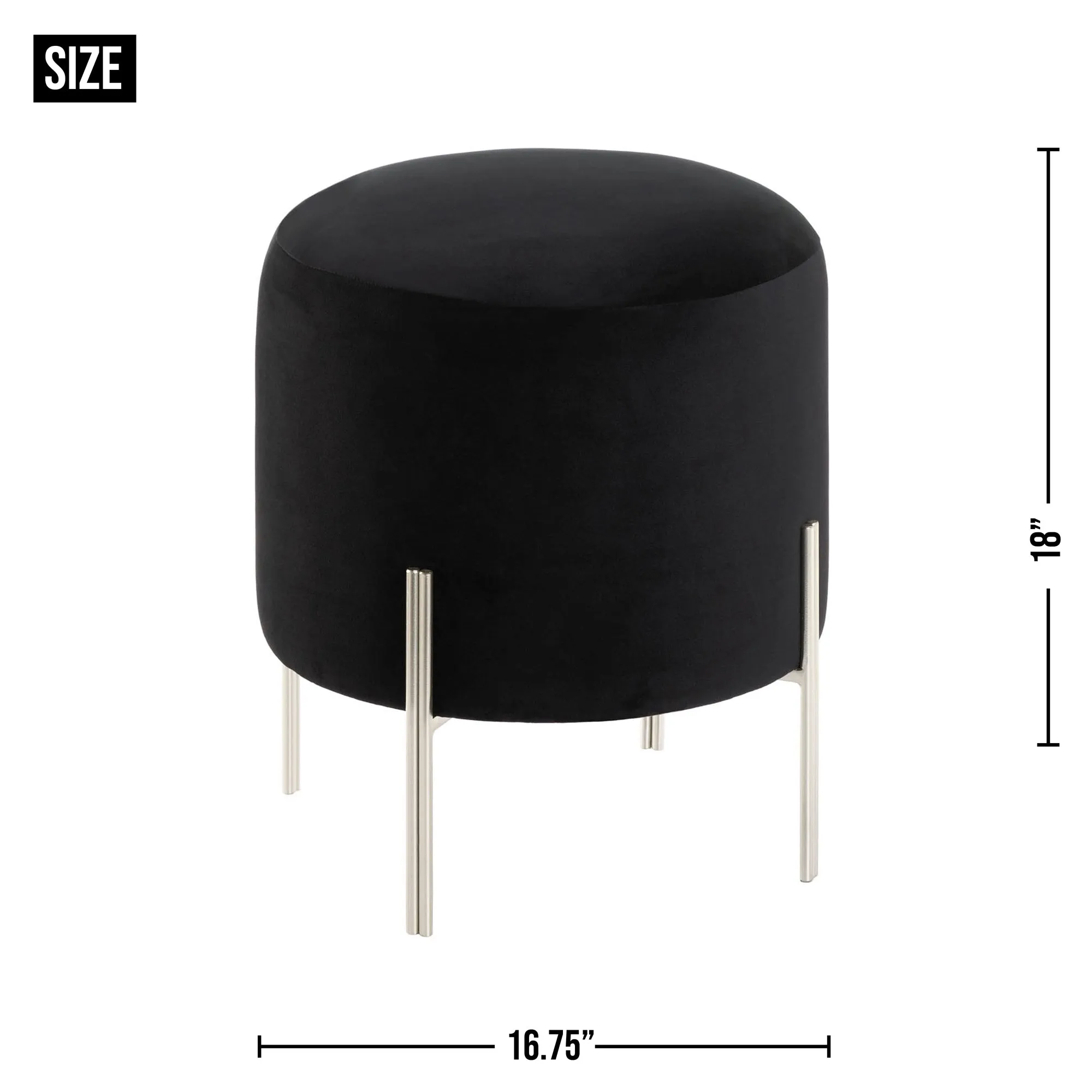 MODERN BLACK VELVET STOOL