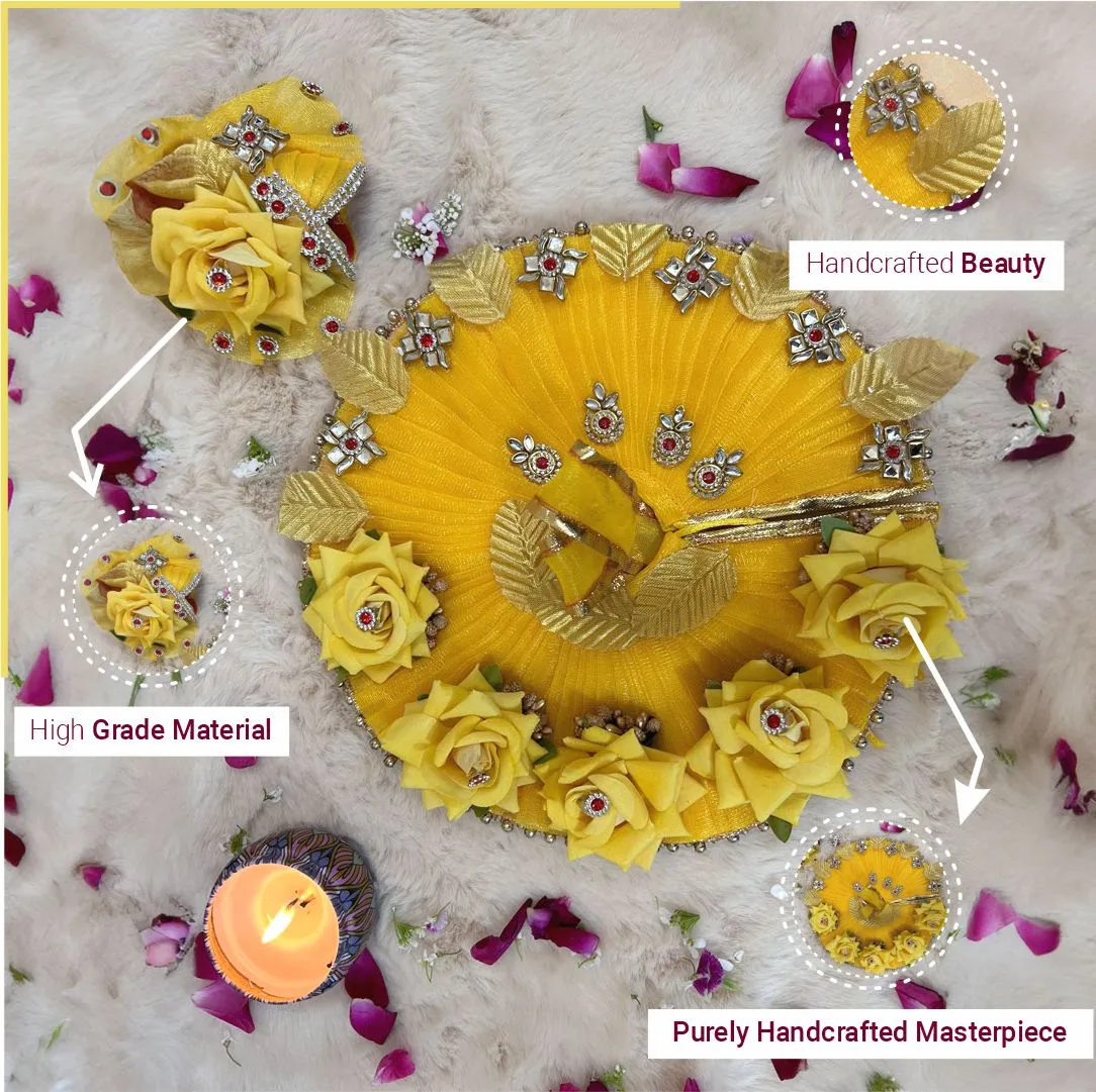 Most elegant yellow rose dress for janamastmi