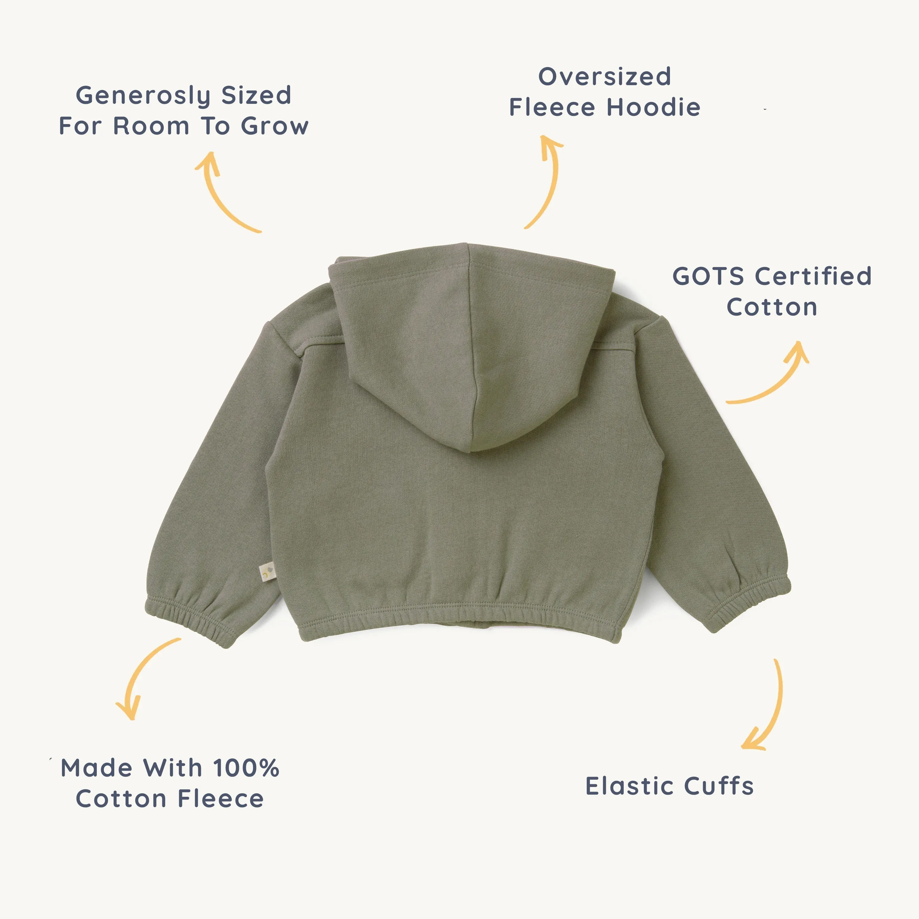 Organic Baby Toddler Hooded Jacket - Thyme