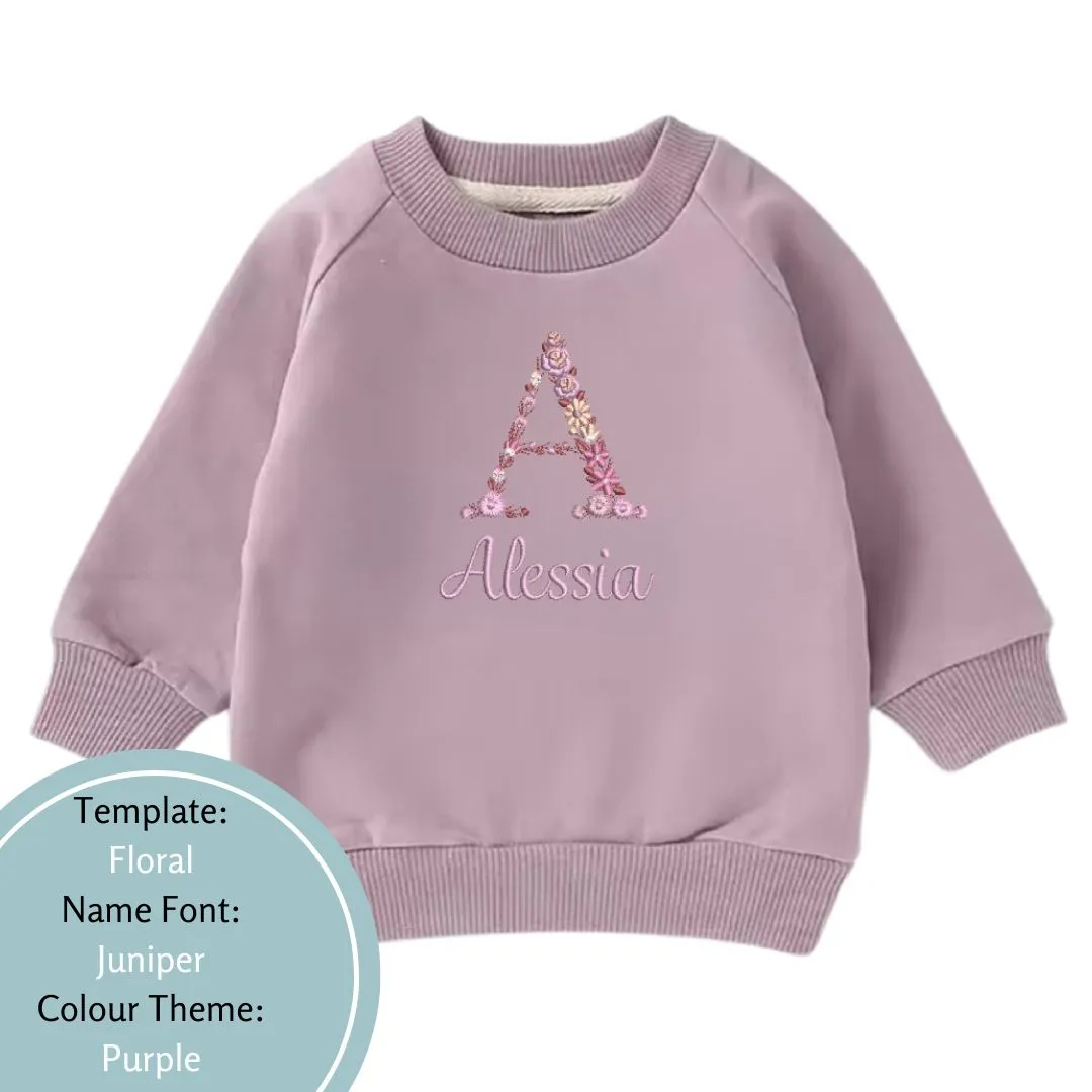 Personalised Floral Design Baby and Toddler Crewnecks