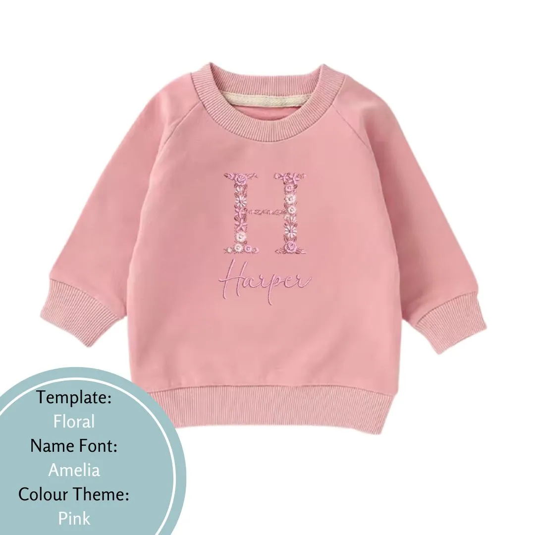 Personalised Floral Design Baby and Toddler Crewnecks