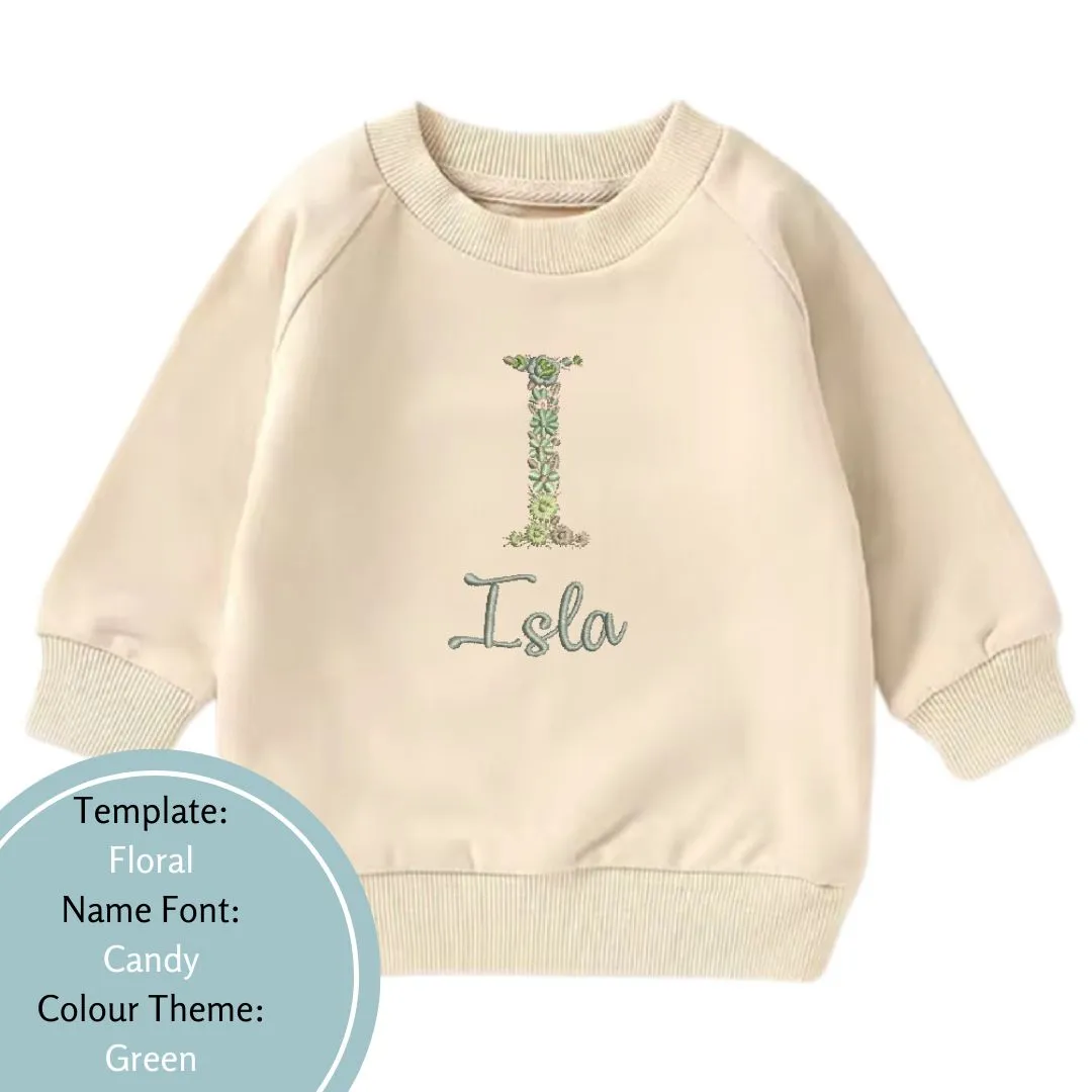 Personalised Floral Design Baby and Toddler Crewnecks