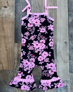 Pink Black Floral 1 Piece Romper