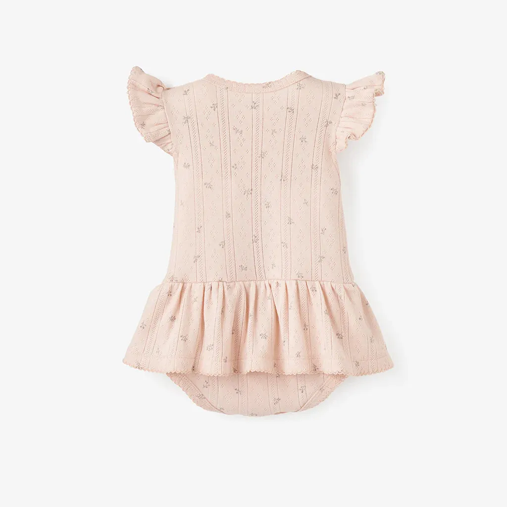 Pink Pointelle Ruffle Baby Romper