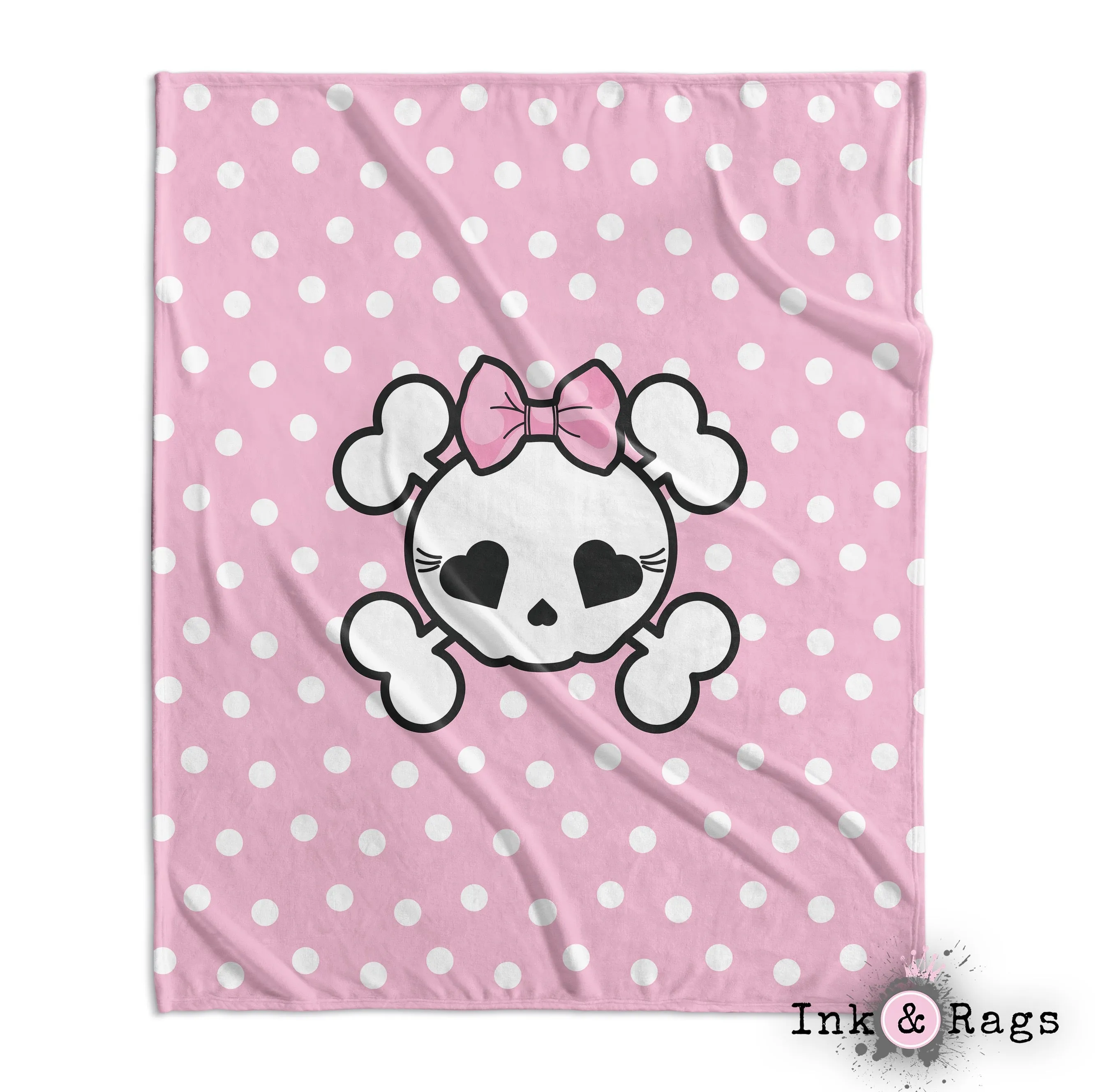 Pink Polka Dot Candy Skull Crib and Toddler Bedding Collection