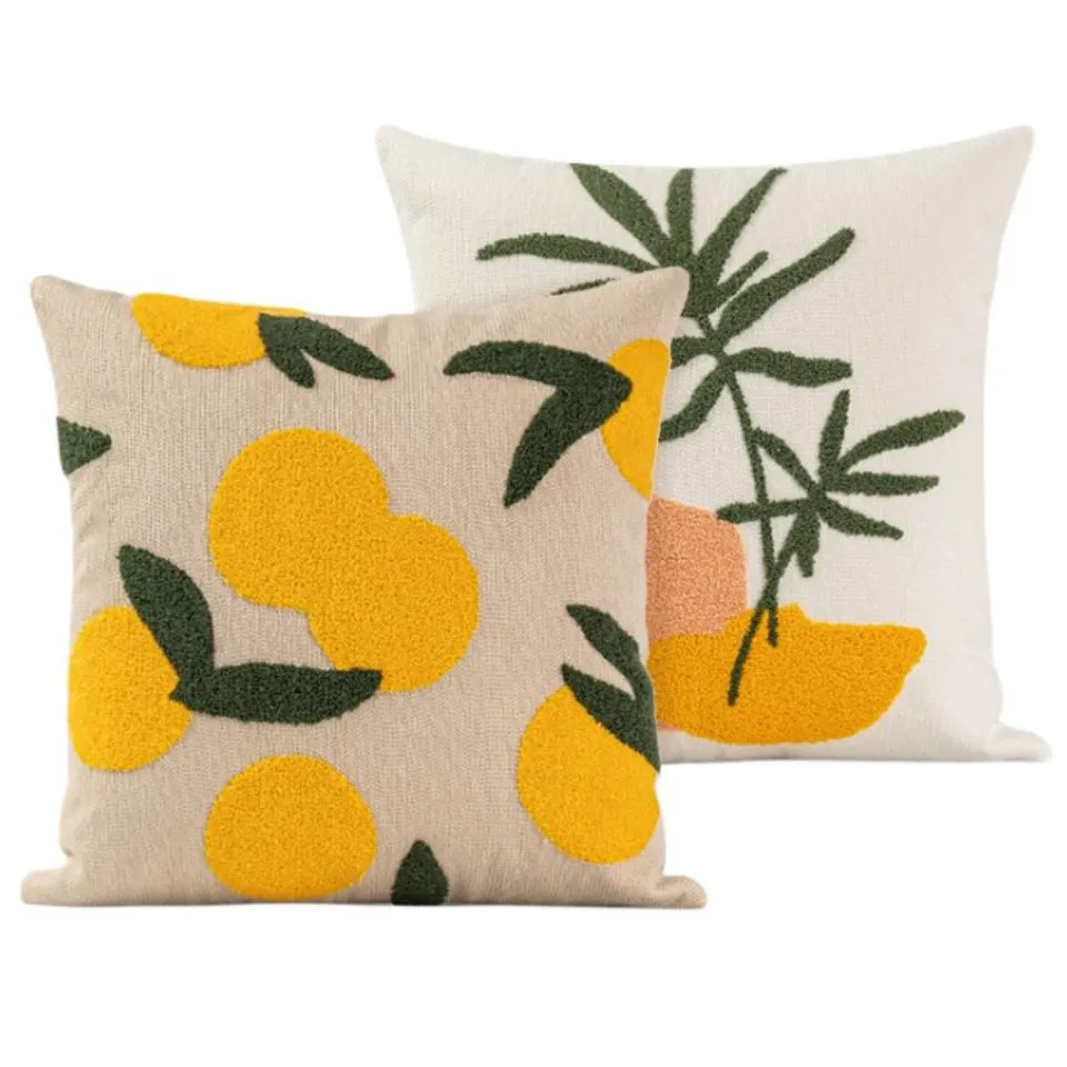 Plants Embroidered Throw Pillow