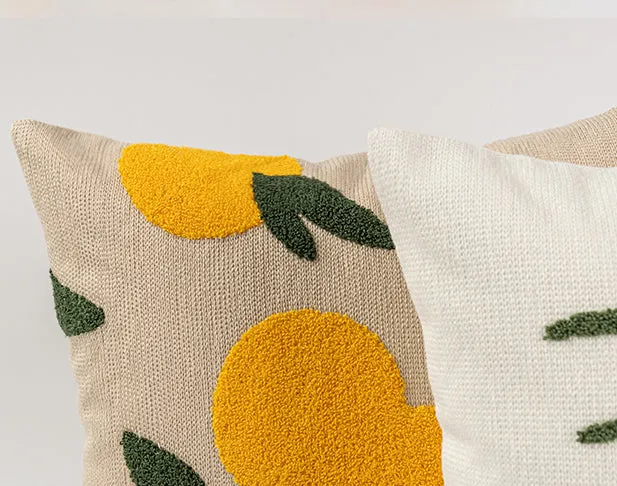 Plants Embroidered Throw Pillow