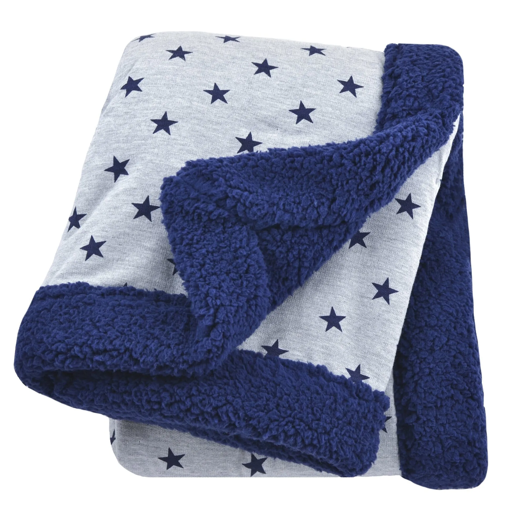 Plush Blanket in Navy and Heather Grey