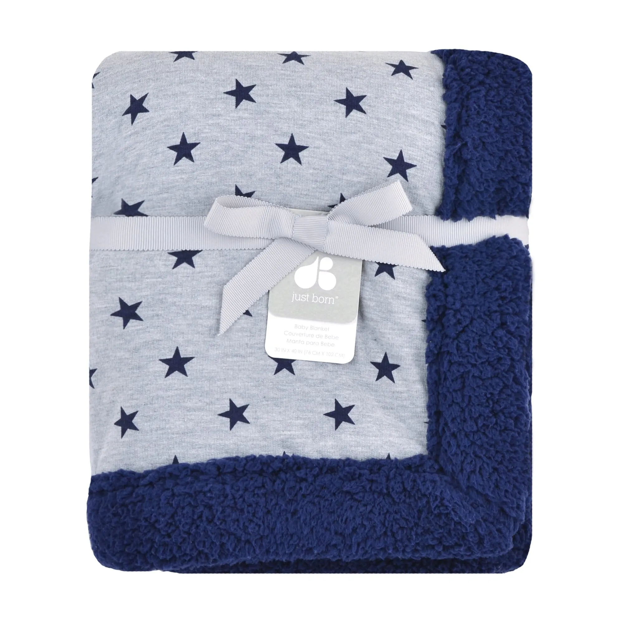 Plush Blanket in Navy and Heather Grey