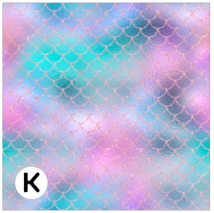 Printed HTV SPARKLING MERMAID SCALES Patterned Heat Transfer Vinyl 12 x 12 inch Sheet