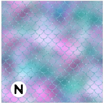 Printed HTV SPARKLING MERMAID SCALES Patterned Heat Transfer Vinyl 12 x 12 inch Sheet