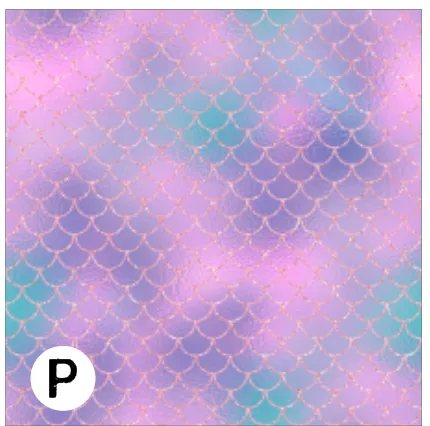 Printed HTV SPARKLING MERMAID SCALES Patterned Heat Transfer Vinyl 12 x 12 inch Sheet