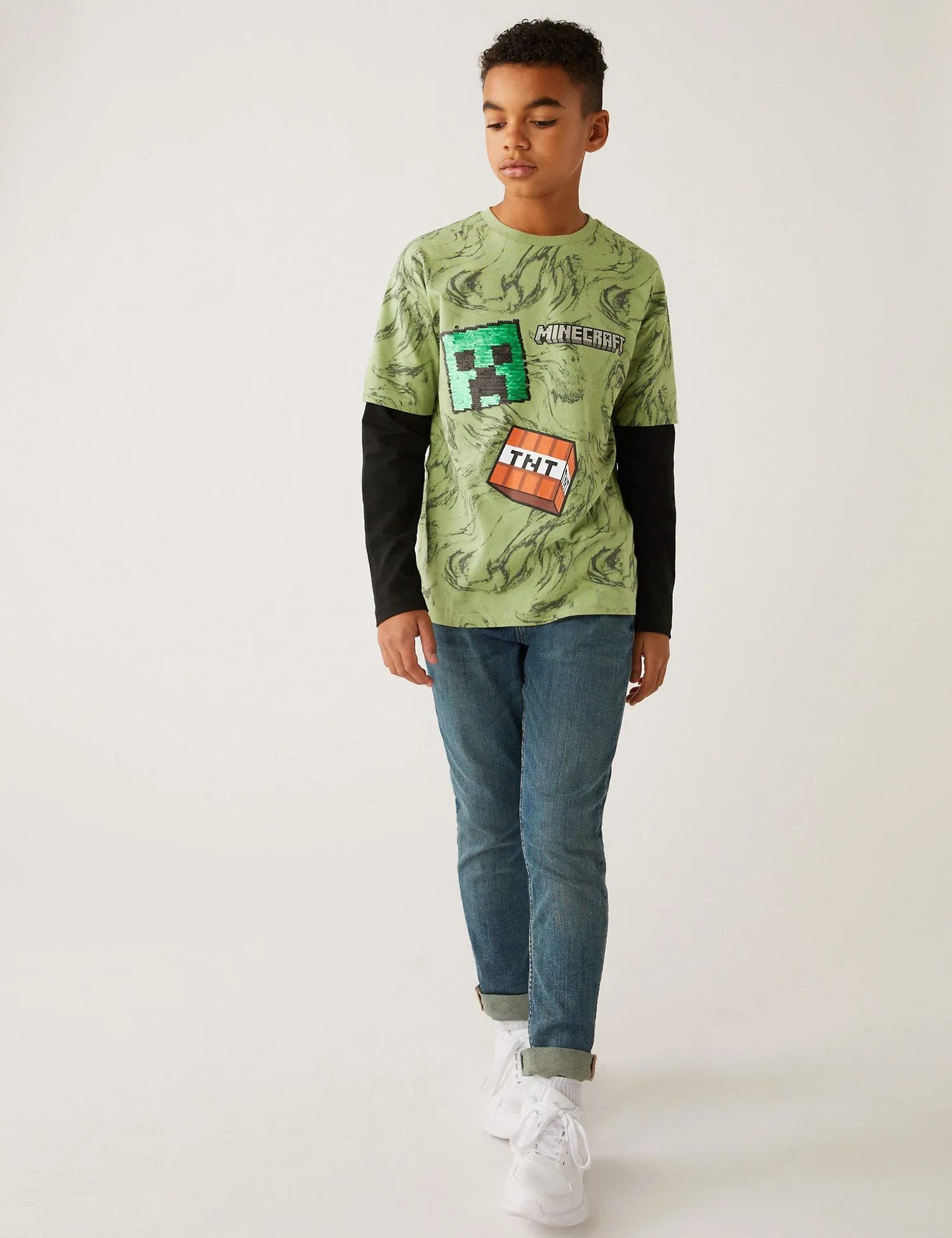 Pure Cotton Minecraft Mock Sleeve Top