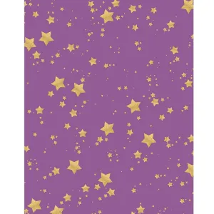 Purple and Gold Glitter Stars Printed Backdrop