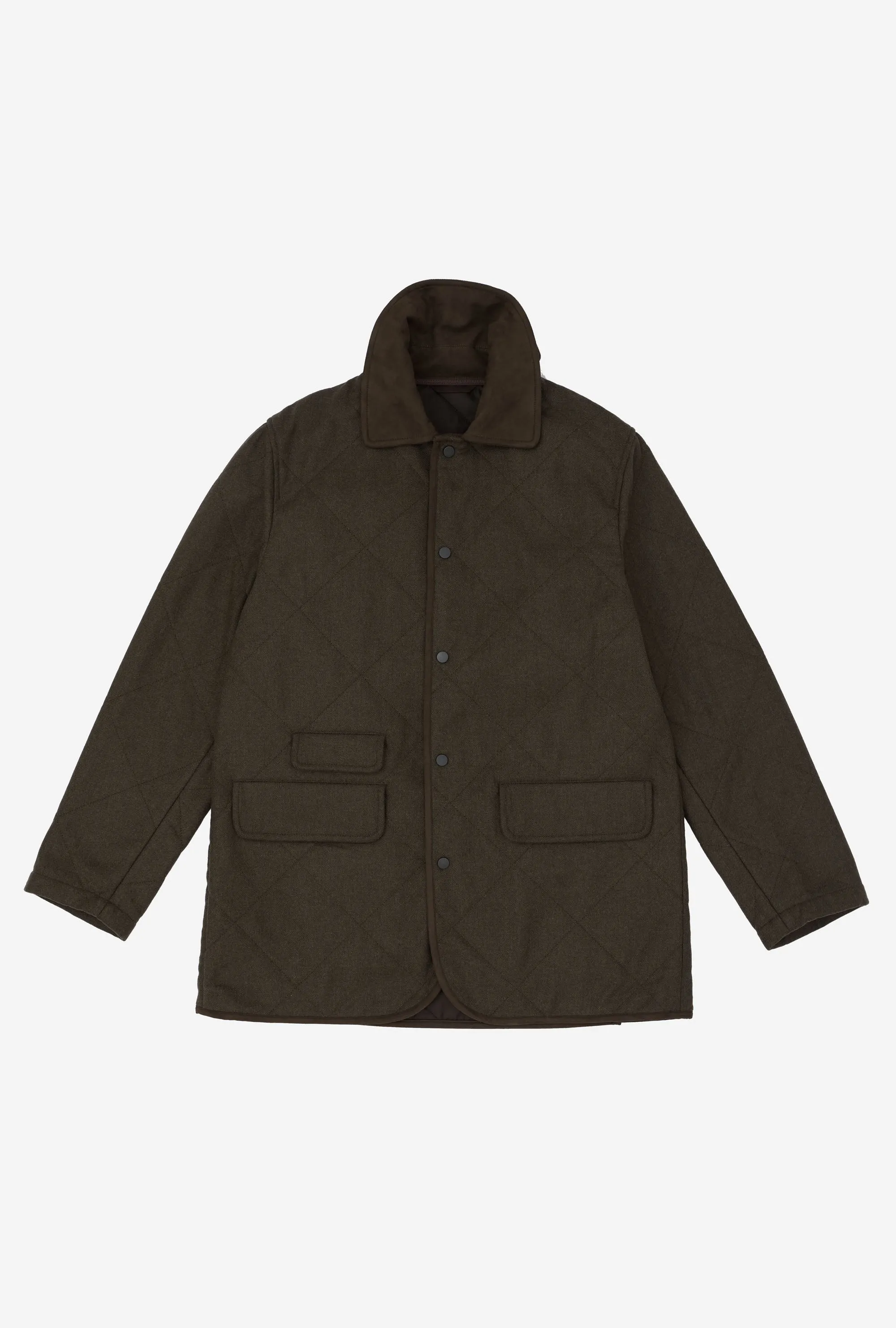 Quilted Jacket Technical Wool Dark Moss